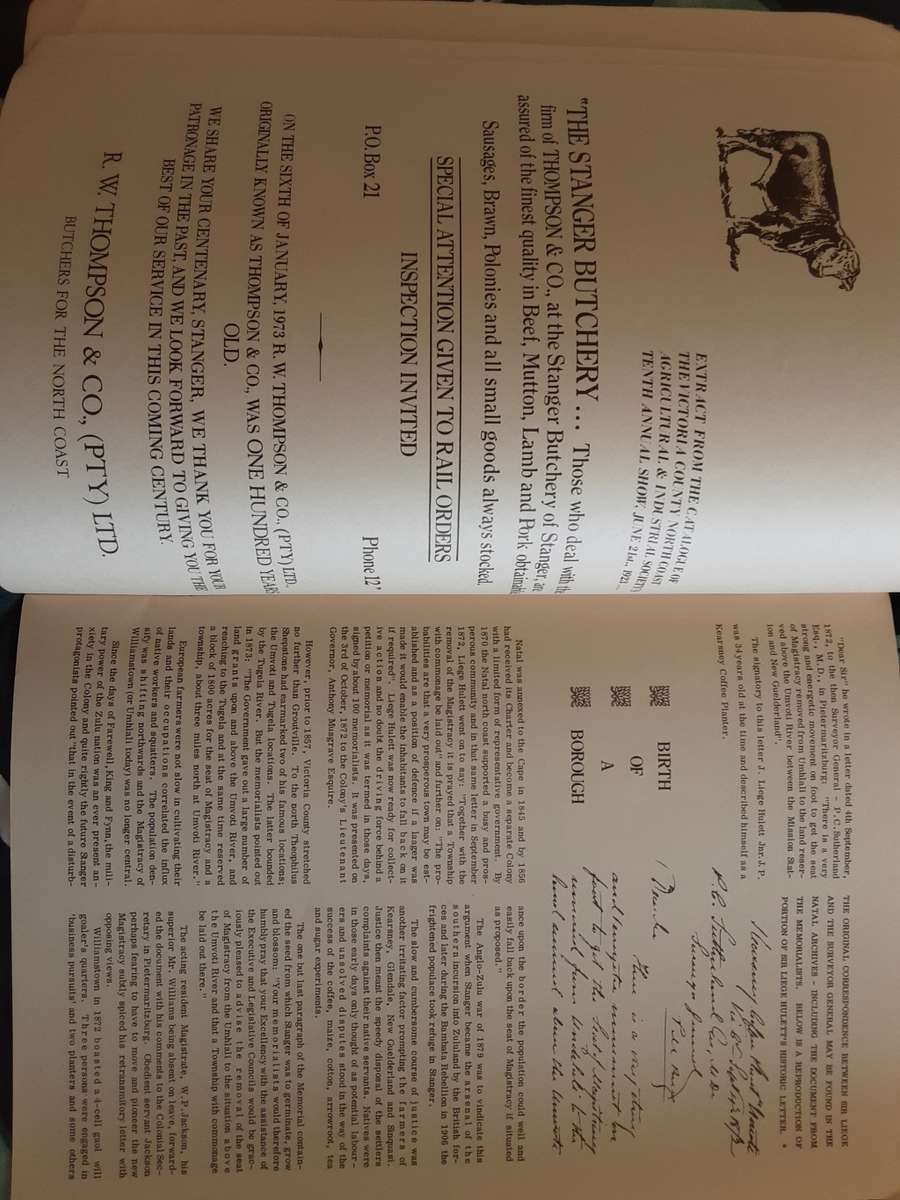 Souvenir Publication Commemorating the Centenary of Stanger 1873 - 1973