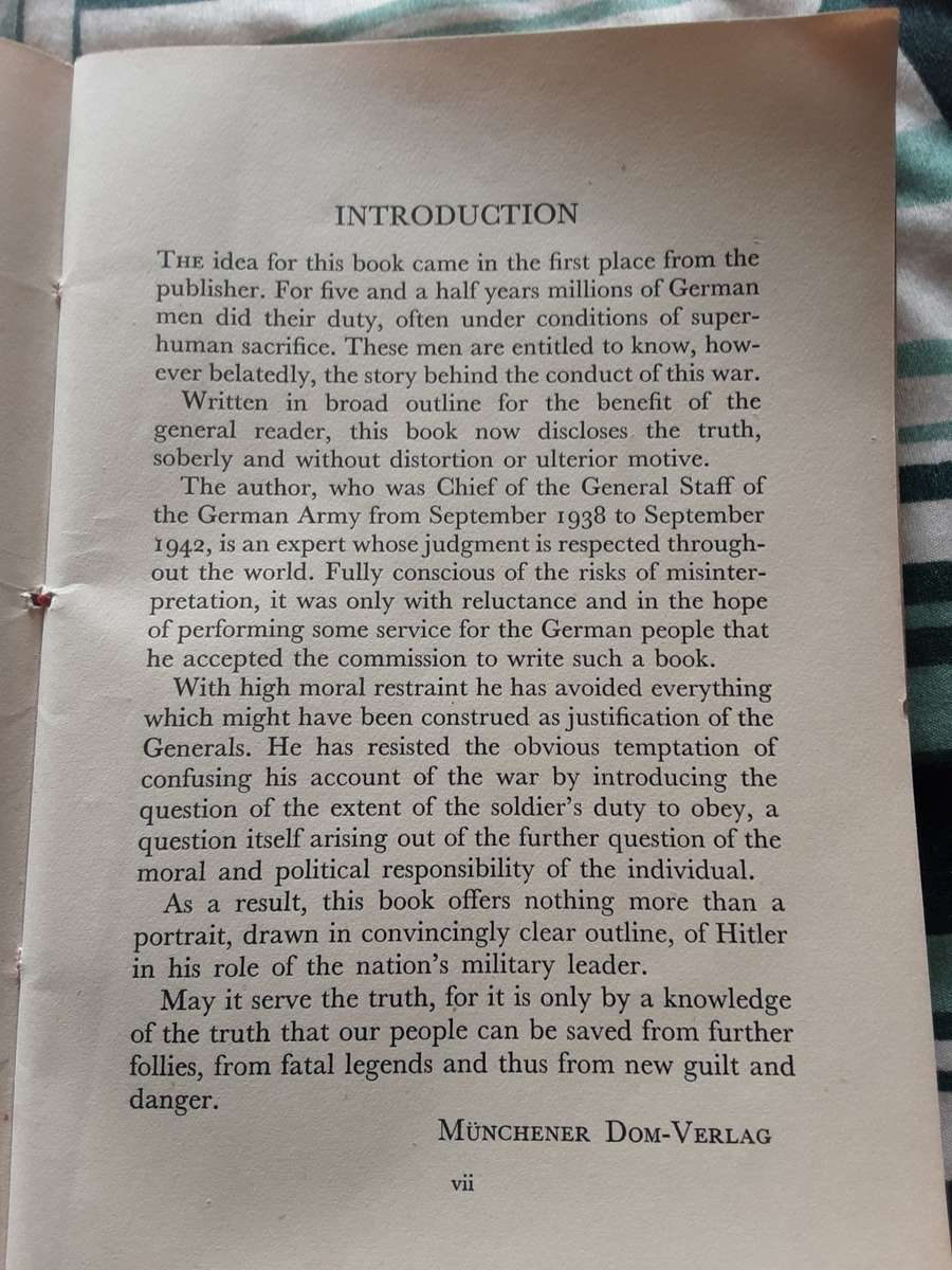 Hitler as War Lord by Franz Halder - First Edition English Putnam 1950