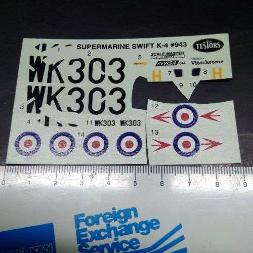 Model Aeroplane Decals - Suprmarine Swift
