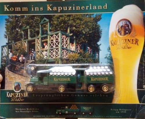 Grell Krupp Oldtimer Beer Truck & Trailer - Kapuzinger - 1/87 Scale