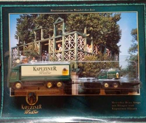 Grell MB Beer Truck with Piaggo Ape - Kapuzinger - 1/87 Scale