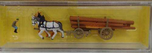 Preiser Horse Cart with Logs - N Scale