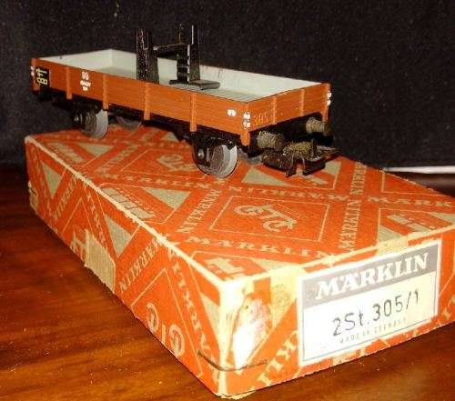 Märklin Vintage DB Railway Crane and Flat Wagon - HO scale