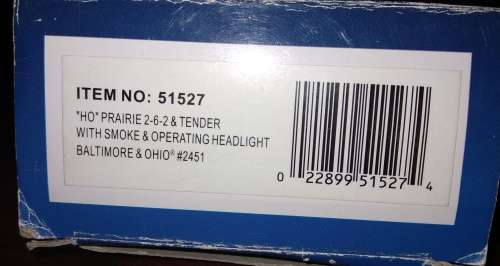 Bachmann 2-6-2 Steam Locomotive `Prairie` - Baltimore and Ohio - HO Scale