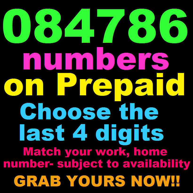 084786 numbers on pay as you go- brand new!!