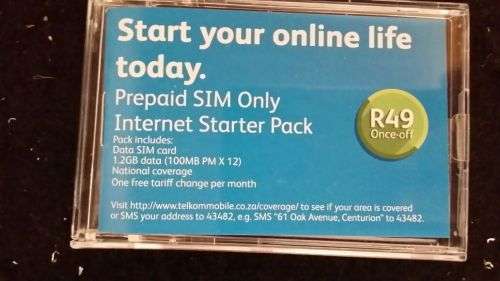 Telkom Mobile DATA Sim card with 1.2GB data for a crazy R39 once off- FREE SHIPPING!!