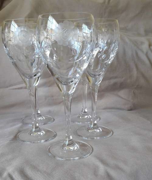 Set x5 Rose Cut Crystal Wine Glasses