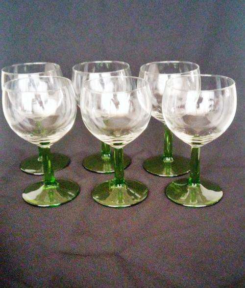 Set x6 Wine Glasses with Green Stem's