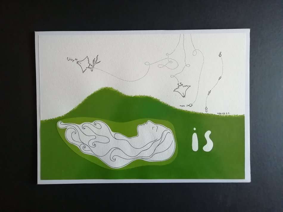 Art painted sketch on paper - "hier is ons..." - triptych A3 x 3 - format - landscape - created 2006