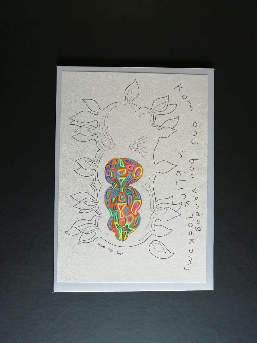 Art painted sketch on paper - "kom ons bou..." - A4 - format - portrait - created December 2019