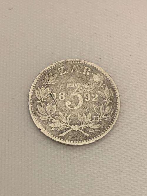 !! Paul Kruger 1892 SCARCE Tickey/Three Pence !!