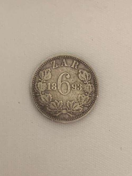 !!! RARE 1893 PAUL KRUGER 6 PENCE!!