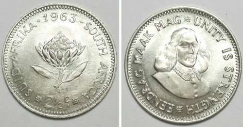 1963 Two and Half cent - Jan van Riebeeck unc. Beautiful