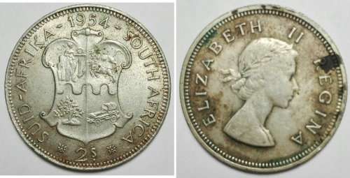 1954 - TWO SHILLINGS - ELIZABETH  II - toned