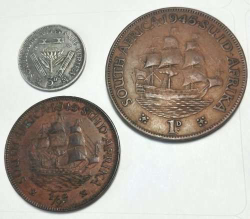 1945 Coin Set - George VI - 1/2p 1p 3p