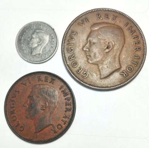 1945 Coin Set - George VI - 1/2p 1p 3p