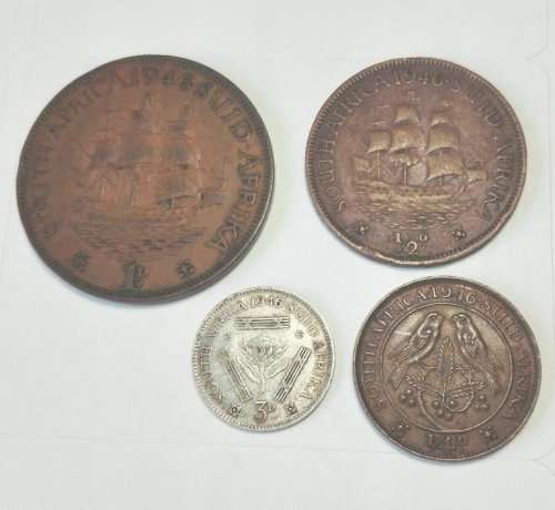 1946 -Coin Set - George VI  - 1/4 p, hp, 3d, 1p