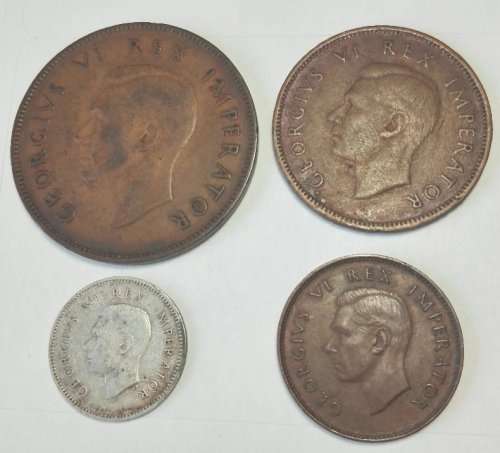 1946 -Coin Set - George VI  - 1/4 p, hp, 3d, 1p