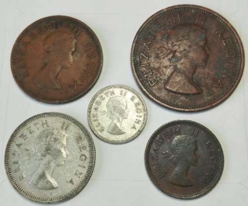 1956 -Coin Set -Elizabeth II  - 1/4p, hp, 1p, 3p, 1s