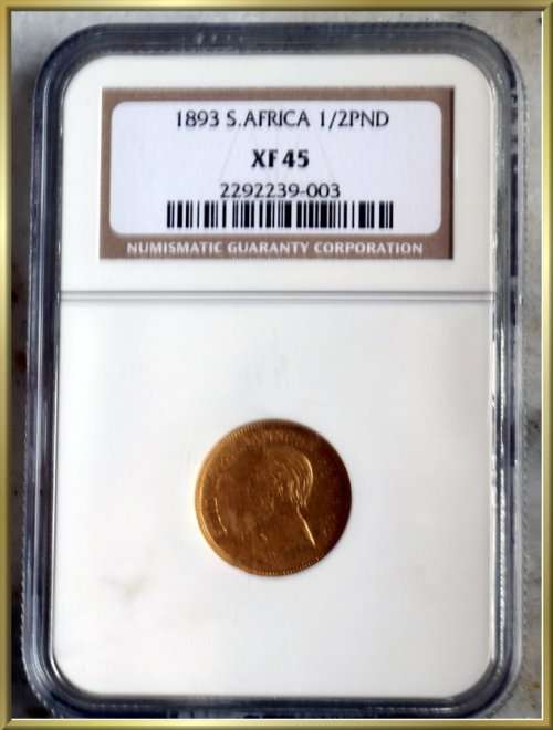1893 PAUL KRUGER HALF POND - GOLD : GRADED NGC XF 45