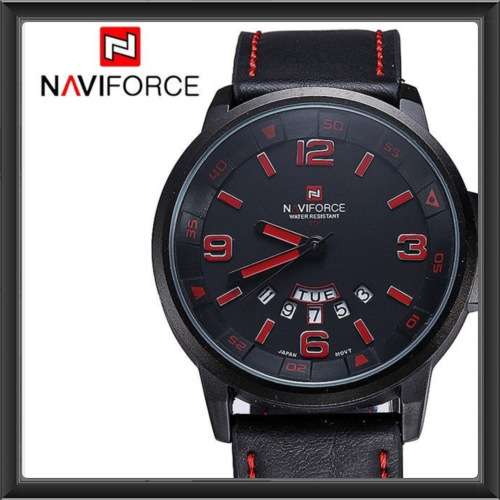 NAVIFORCE Quartz Stylish Military Oversize Day/Date (Black Strap)