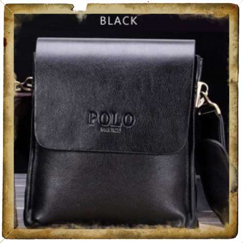 POLO VIDENG Composite Black Leather Shoulder / Crossbody Bag