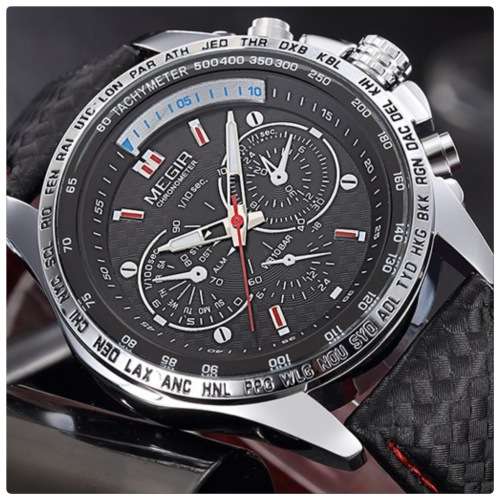 MEGIR Chronometer High Quality Timepiece with Leather band - In box