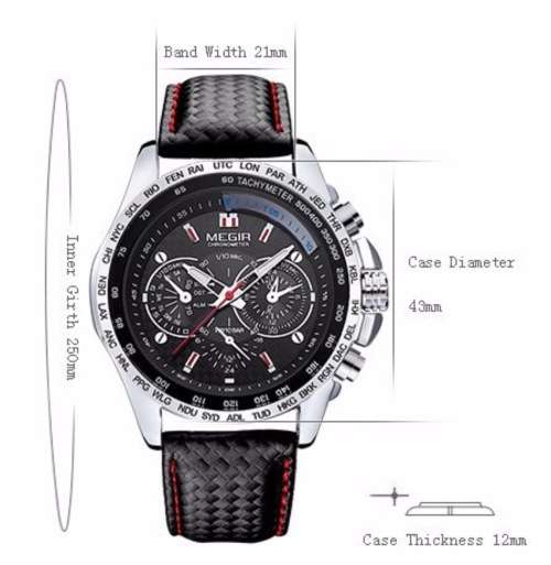 MEGIR Chronometer High Quality Timepiece with Leather band - In box