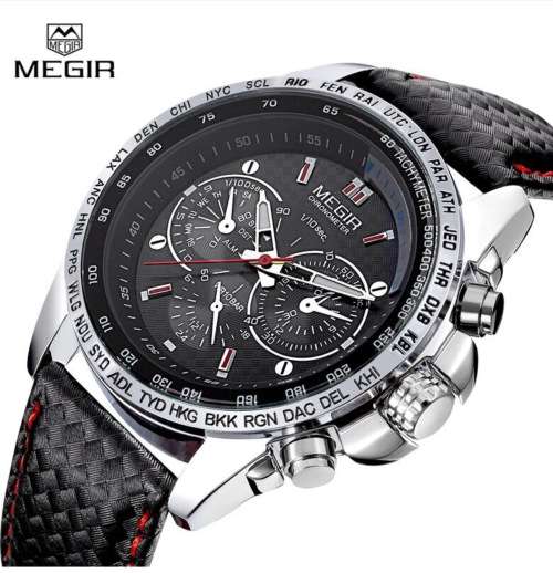 MEGIR Chronometer High Quality Timepiece with Leather band - In box