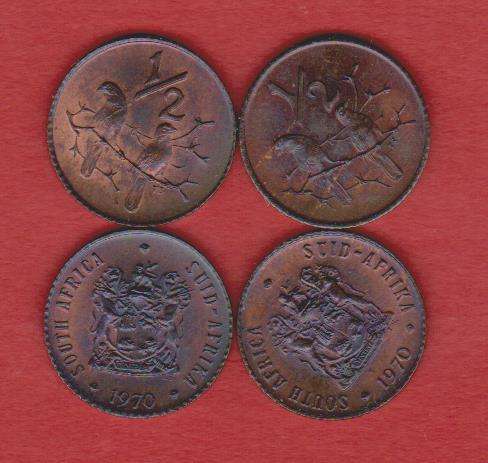 #Awesome# UNC# SA Second decimal series 1/2 half cent small - 1 bid for all 4 coins