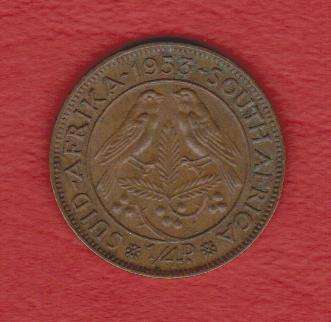 South Africa 1953 Quarter Penny Farthing 1/4d - as per scan