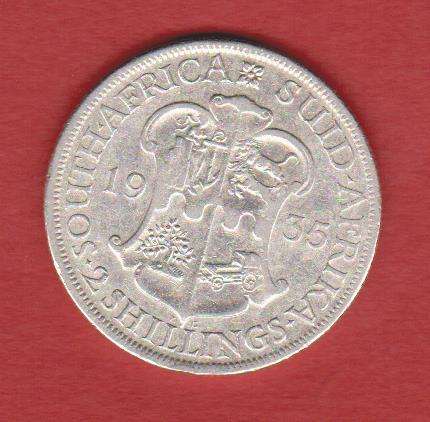 SA UNION Silver 1935 Two Shillings -
