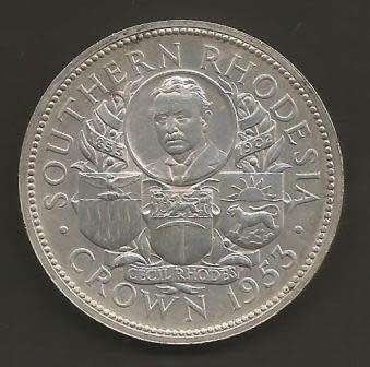 $ WOW $ 1953 Southern Rhodesia Silver Crown - Scan of actual coin - grade for yourself