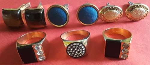 Costume jewellery - JOB LOT - mens rings and cufflinks - 1 bid for the lot