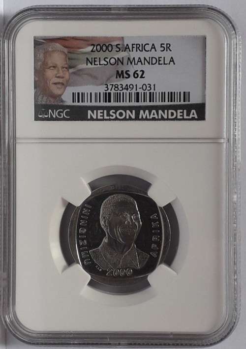 NGC graded 2000 S.Africa 5R NELSON MANDELA - SMILEY - MS62