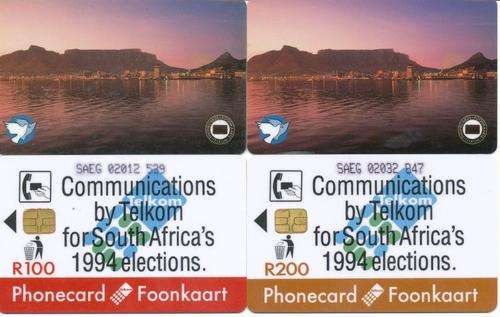 Telkom Used Phonecards: Elections 1994: Complete Set