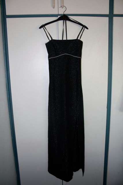 Elegant Black with Pinstripes Dress - Truworths