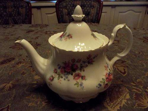 Royal Albert Moss Rose Tea Pot consisting of two pieces in immaculate condition.