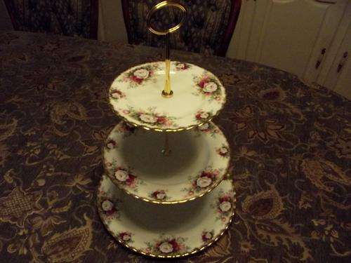 Royal Albert Tea Set 3 tier cake stand in the Celebration pattern.Made in England..Perfect condition