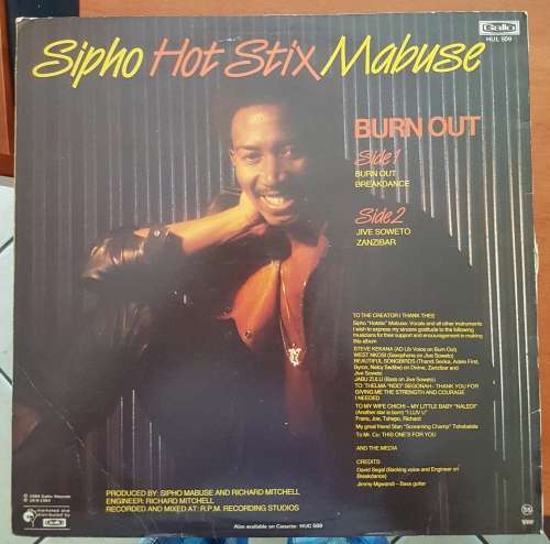 SIPHO MABUSE Burnout  (Excellent/Very Good+) Gallo HUL 509 SA Pressing 1984 - RARE