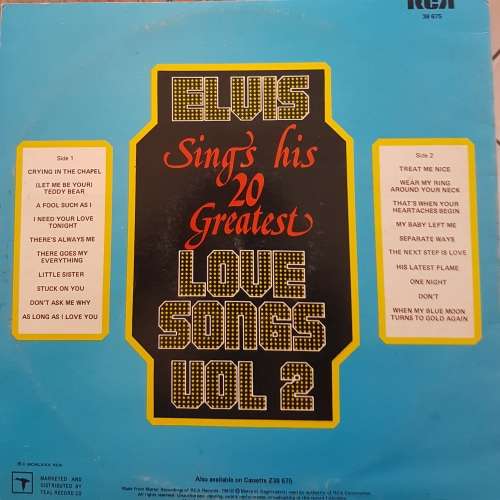 ELVIS PRESLEY Sings His 20 Greatest Love Songs Vol. 2 (Very Good/Very Good)