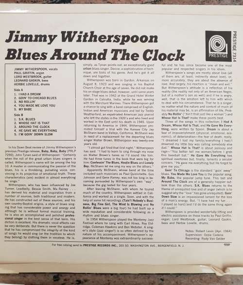 JIMMY WITHERSPOON Blues Around The Clock (Excellent/Very Good+) Prestige 7314 USA Pressing 1972