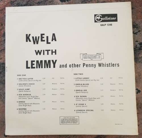 LEMMY Kwela With Lemmy and Other Penny Whistlers (Excellent/Excellent) GALP 1246