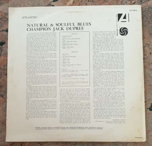 CHAMPION JACK DUPREE Natural and Soulful Blues (Very Good+/Very Good+) ATC 9012 SA Pressing