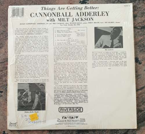 CANNONBALL ADDERLEY with MILT JACKSON Things Are Getting Better (VG+/VG+) 1988 Roots Records