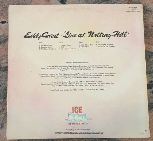 EDDY GRANT Live At Notting Hill - Double LP (VG+/VG+) ICE 2/005 South African Press 1982 - Gatefold