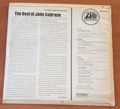 JOHN COLTRANE The Best Of (Very Good-/Very Good-) Atlantic ATC 9222 South African Pressing 1970