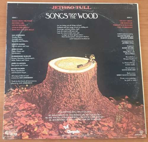 JETHRO TULL Songs From The Wood (Very Good+/Very Good+) Chrysalis ML 4076 South African Press 1977