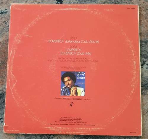 BILLY OCEAN Loverboy (Very Good+/Good+) Jive 1268 South African Pressing 1984 - 12` MAXI SINGLE