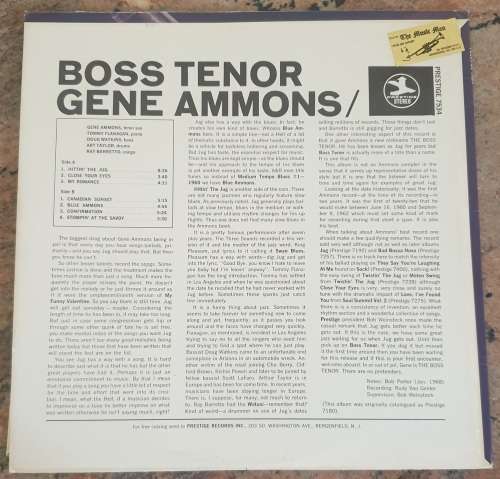 GENE AMMONS Boss Tenor (VG/VG+) Prestige PR 7534 USA Pressing